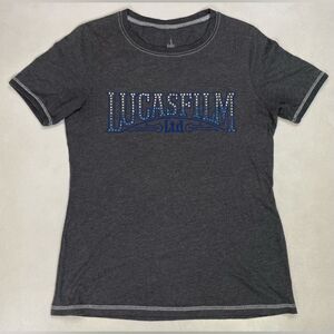 Disney Parks Lucasfilm Ltd Rhinestones Bling Graphic T-shirt Women Small Gray